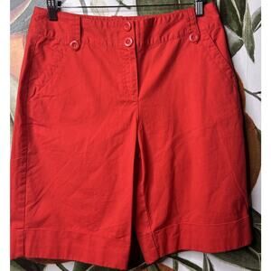 Talbots Petite 10 Red Cotton Blend Bermuda Shorts
